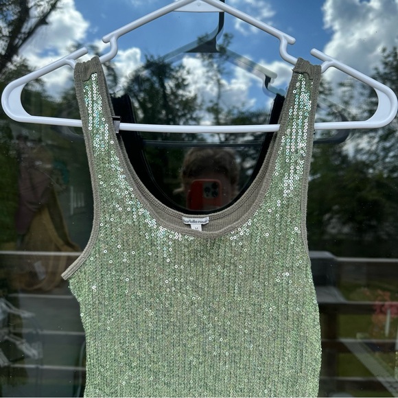 Charlotte Russe Green Sequin Y2K Tank Top, Women’s Size Medium - Picture 3 of 5